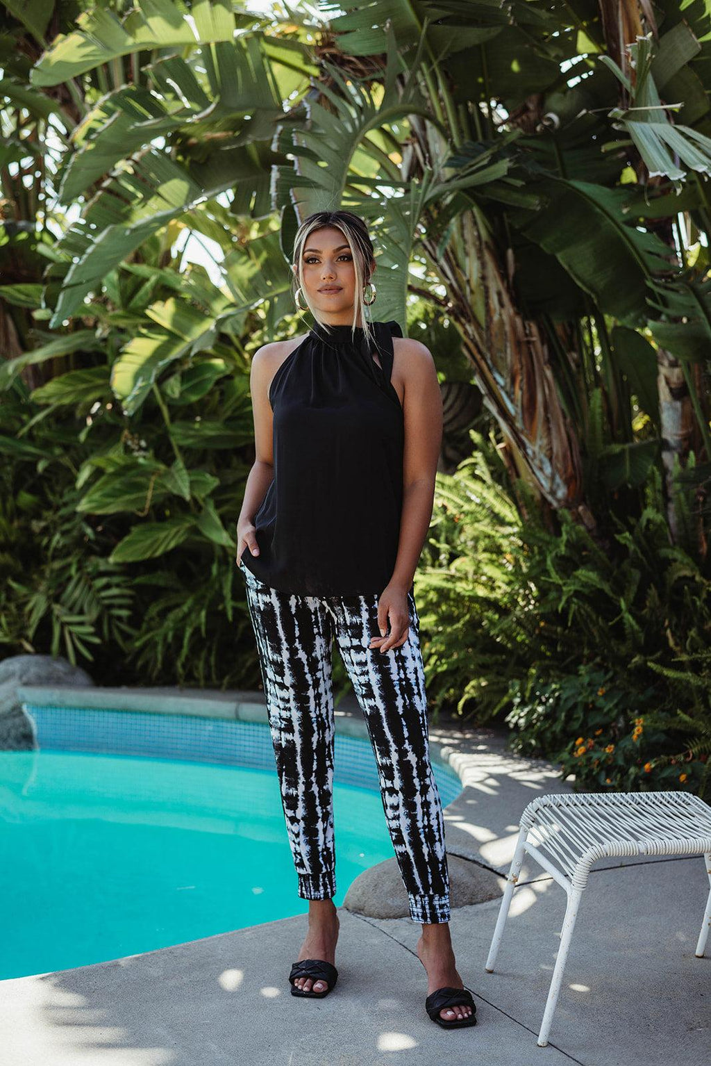 Black Side Tie Halter Top-FINAL SALE