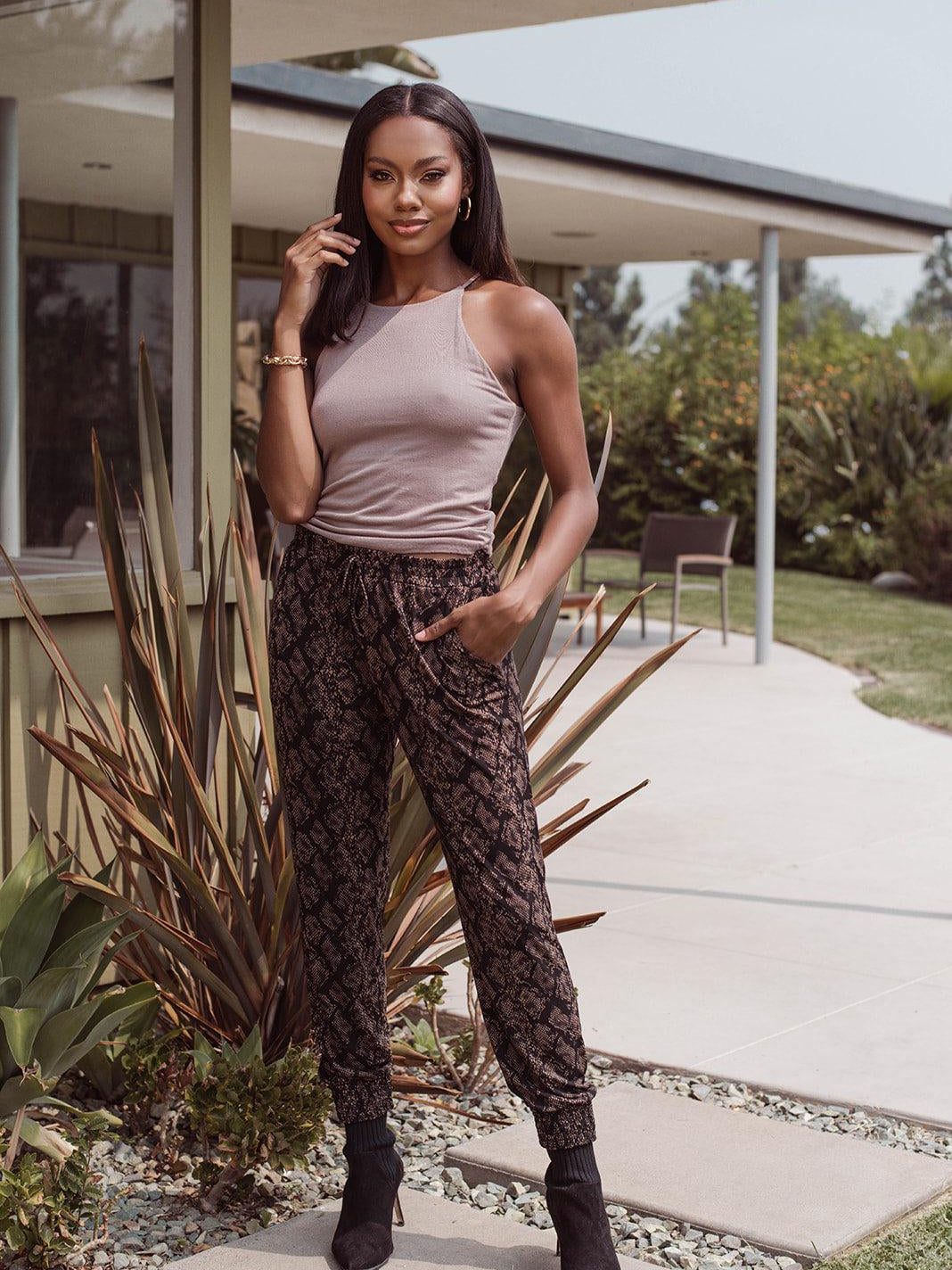 Toffee Jersey Double Lined Hi-Neck Cropped Tank-FINAL SALE