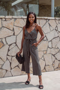 Olive Linen Culotte Jumpsuit - FINAL SALE