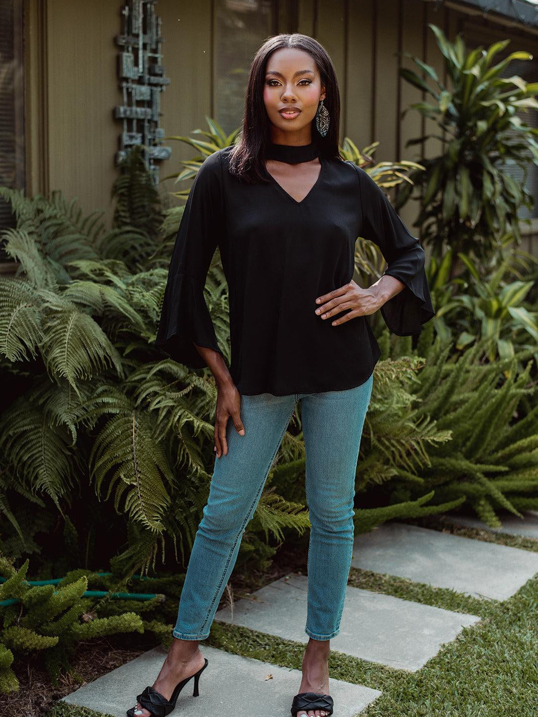Black Cut Out Blouse - FINAL SALE
