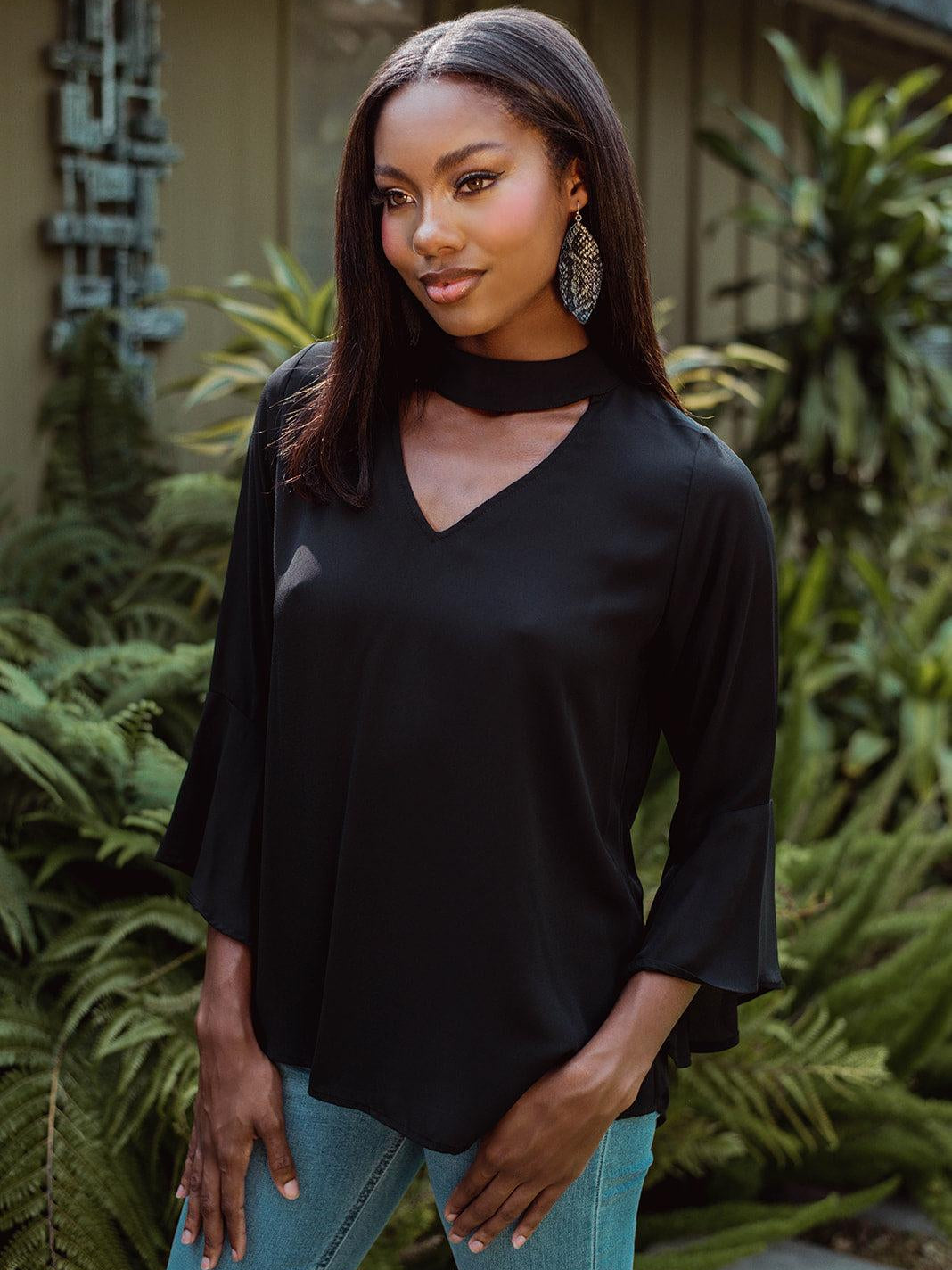 Black Cut Out Blouse - FINAL SALE
