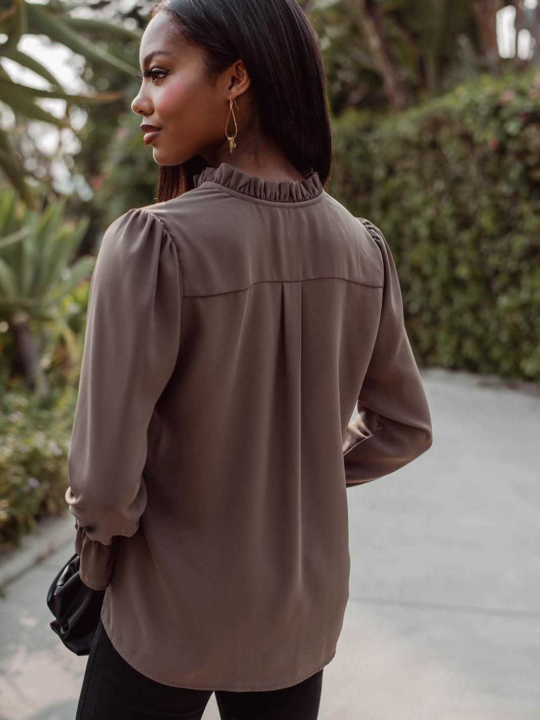 Olive Split-Neck Blouse - FINAL SALE