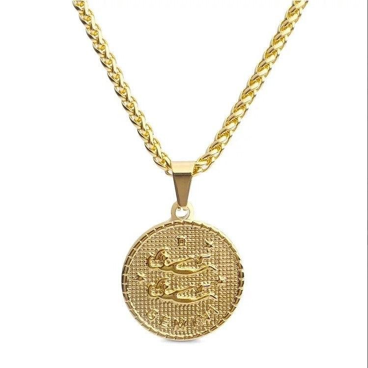 Zodiac Coin Necklace 18K Gold