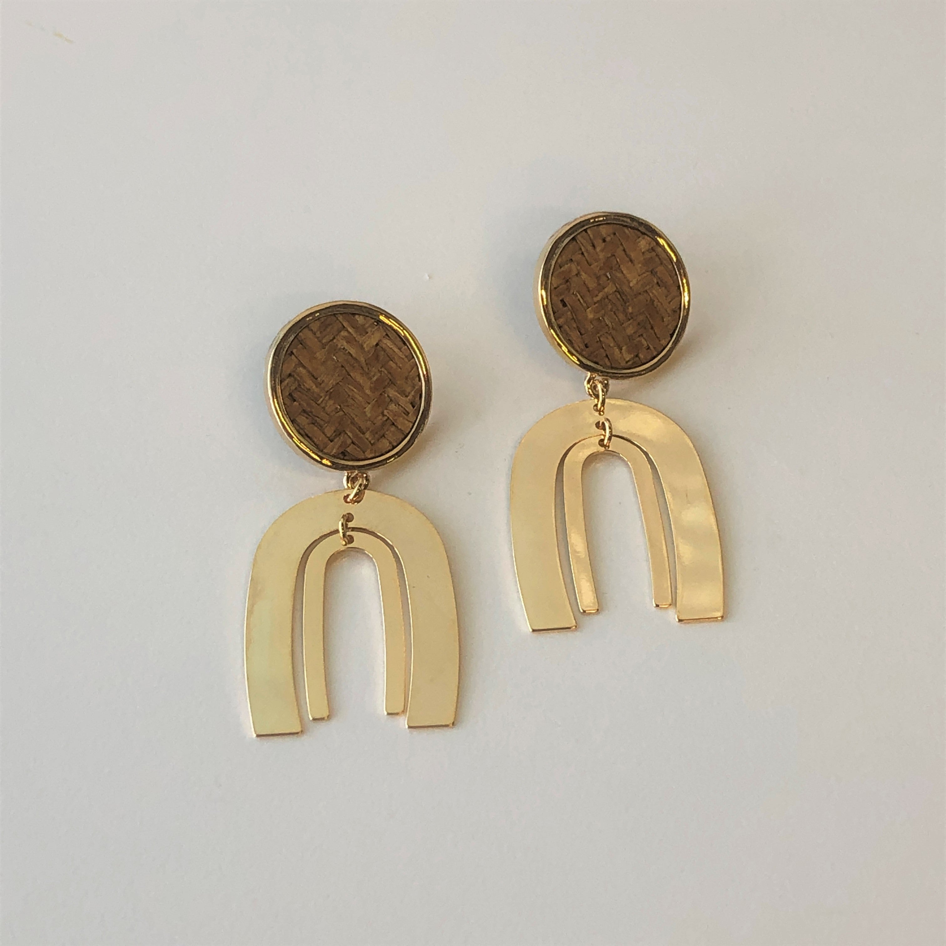 Gold and Woven Drop Earrings - FINAL SALE