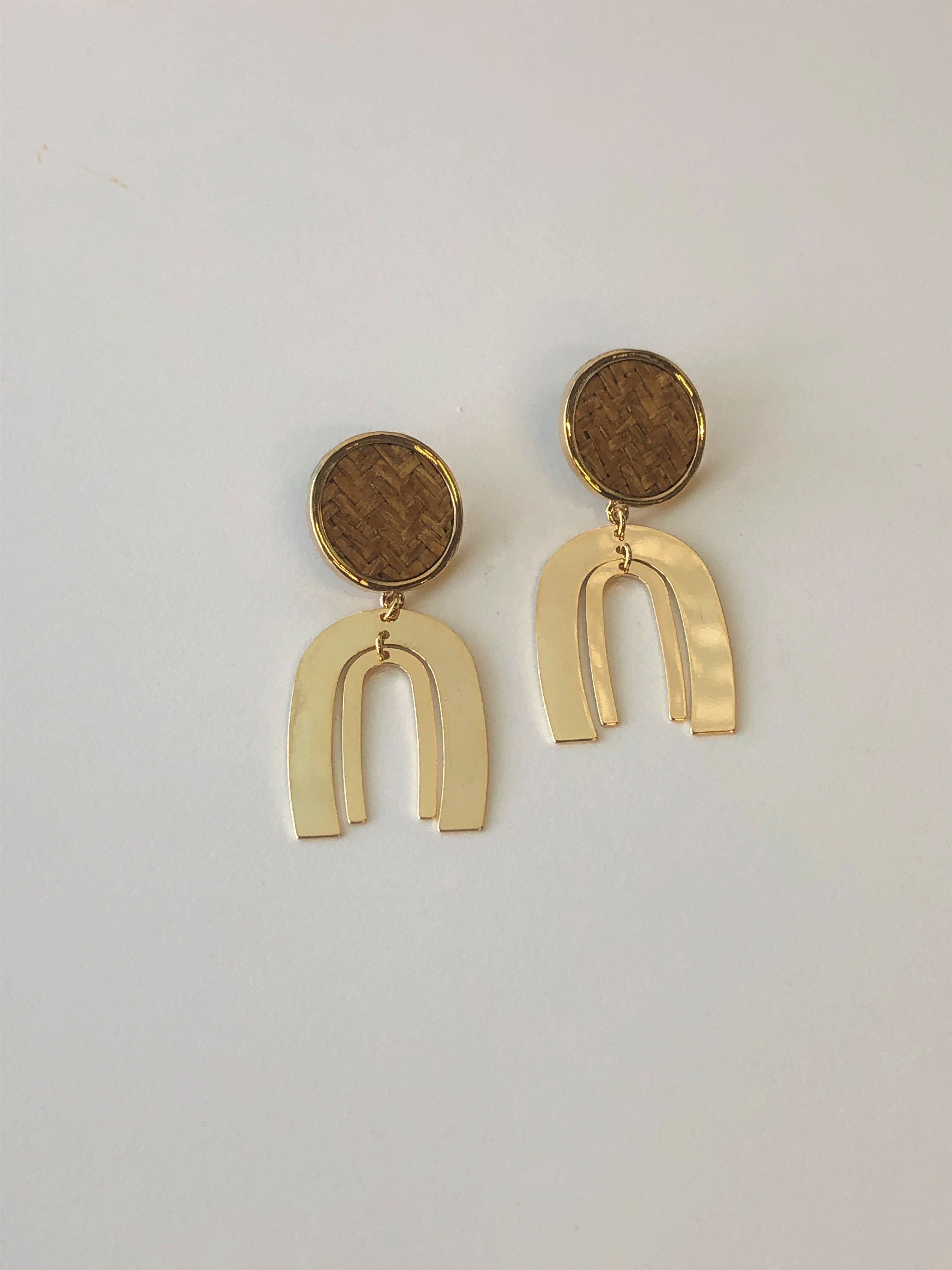 Gold and Woven Drop Earrings - FINAL SALE