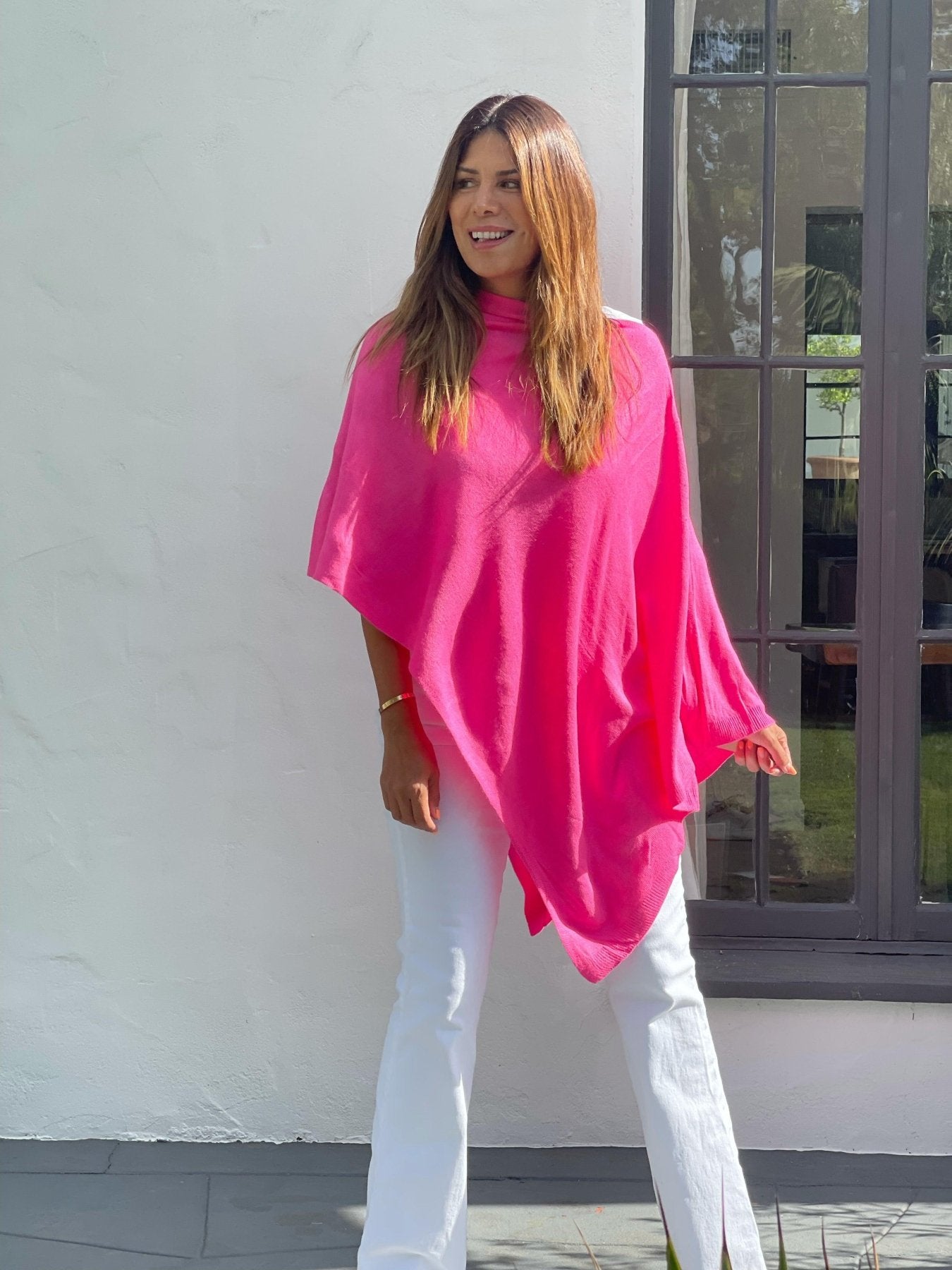 Neon Pink Throw-On Poncho - BEST SELLER