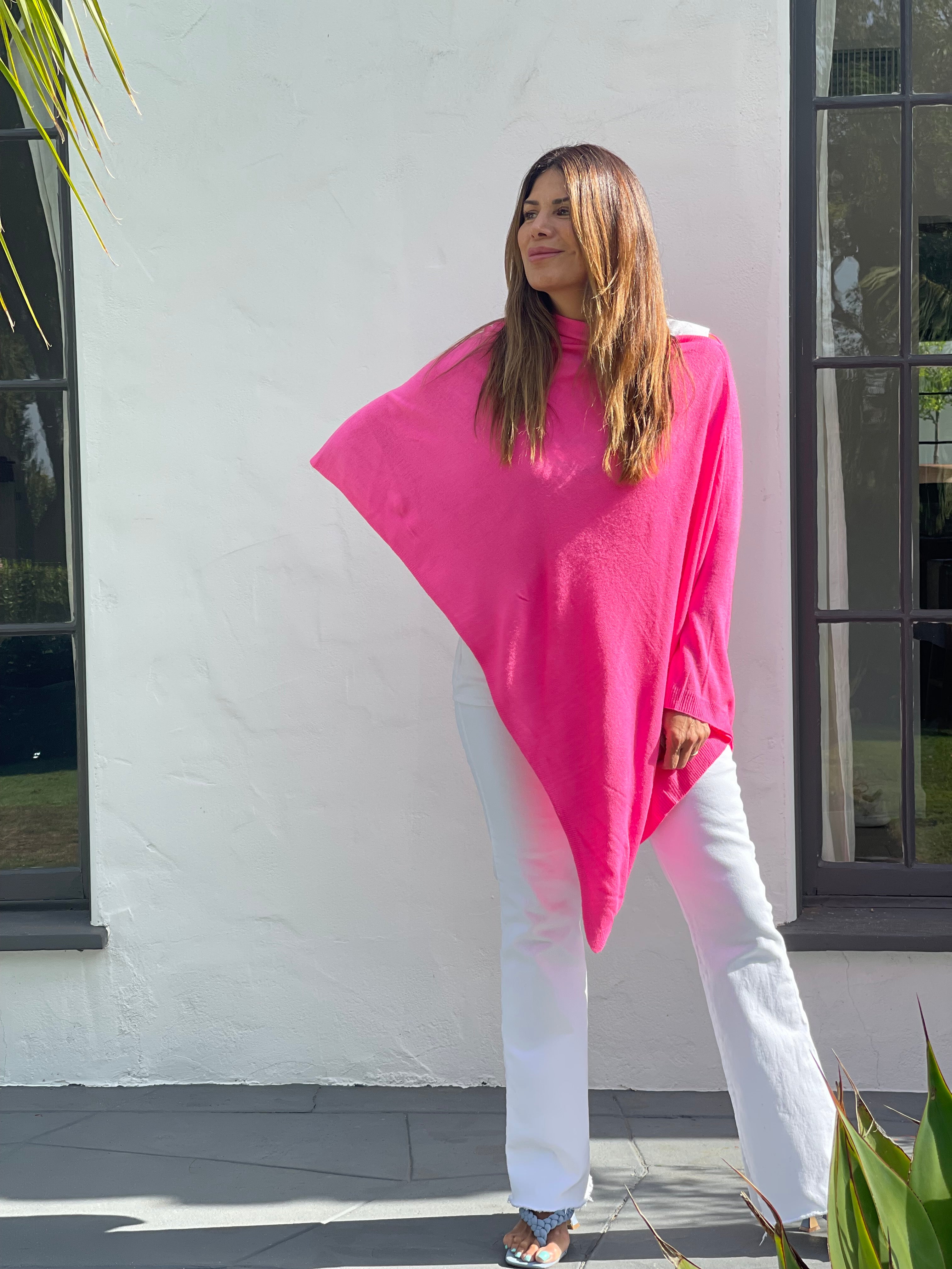 Neon Pink Throw-On Poncho - BEST SELLER