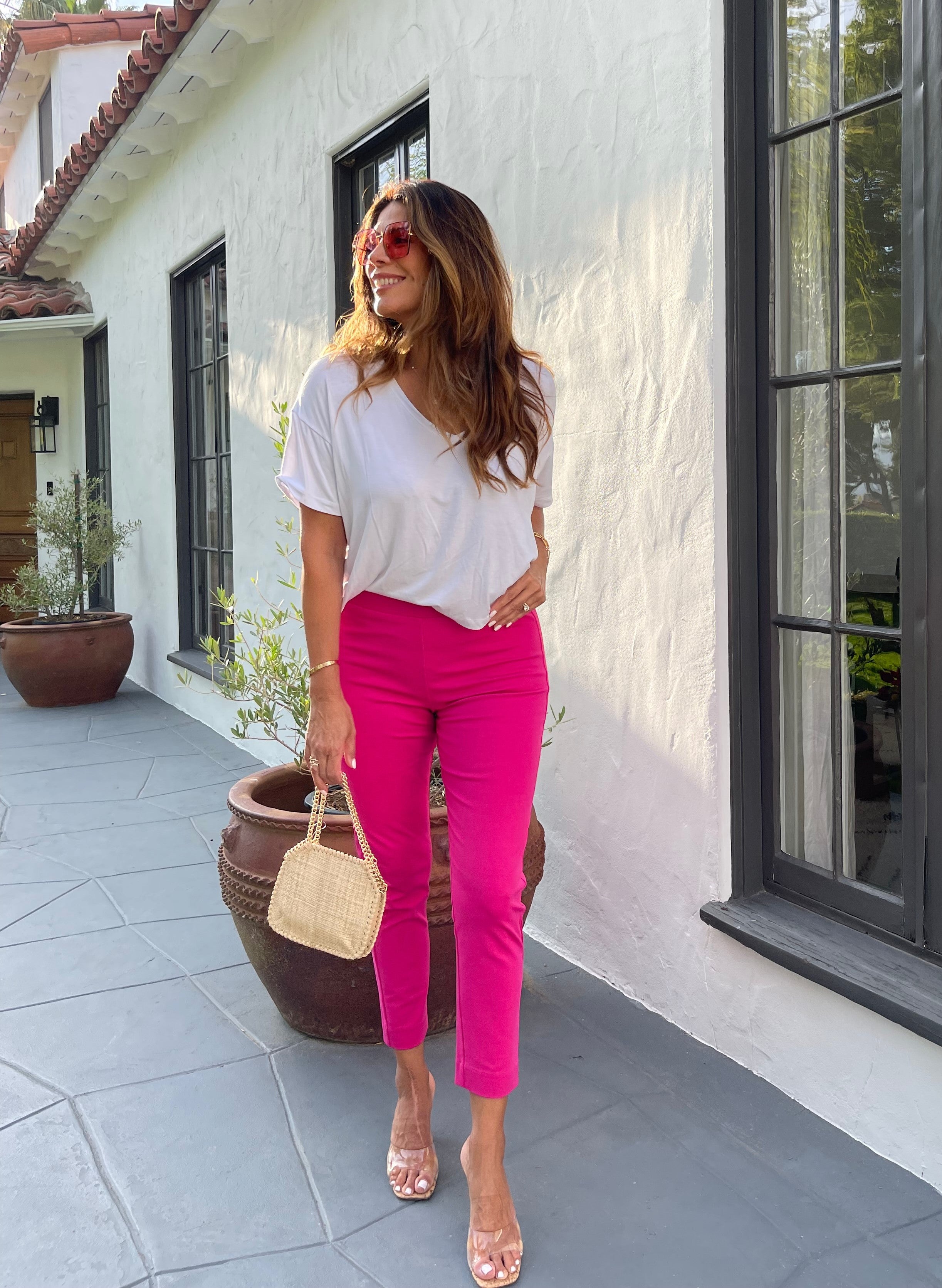 Fuchsia Ponti Stretch Legging Pant-FINAL SALE