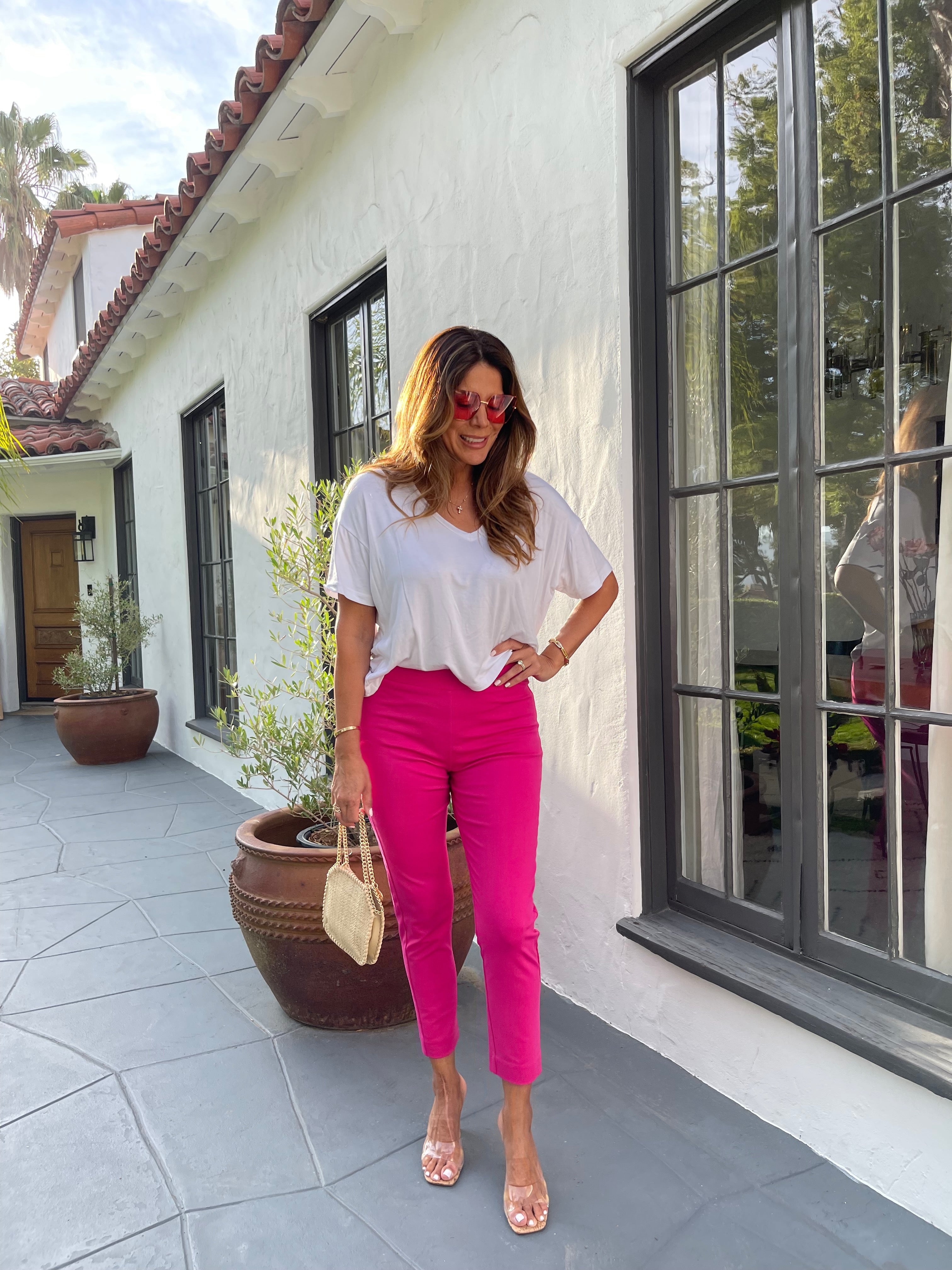 Fuchsia Ponti Stretch Legging Pant-FINAL SALE