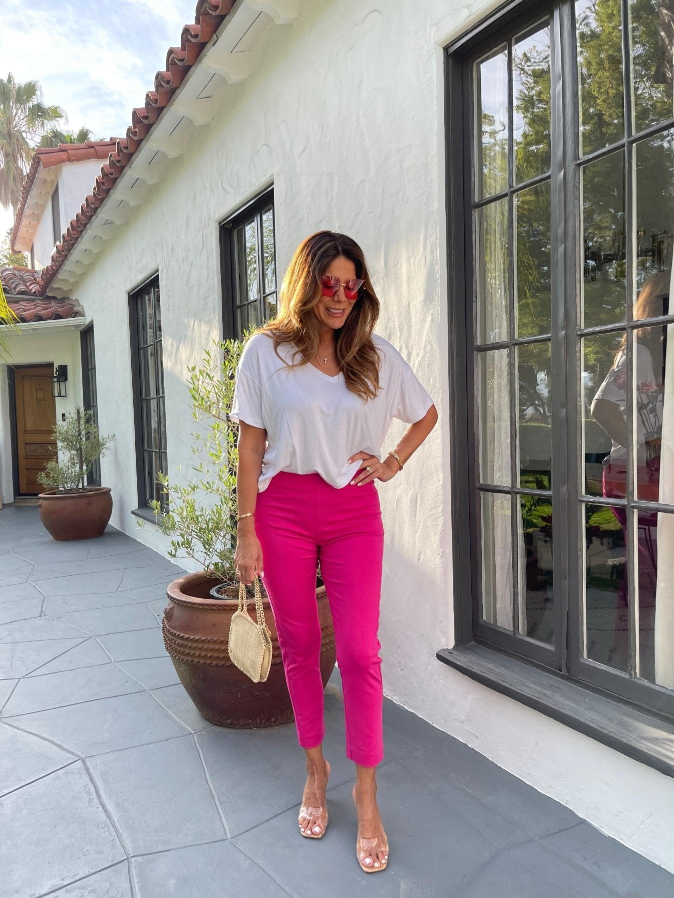 Fuchsia Ponti Stretch Legging Pant-FINAL SALE
