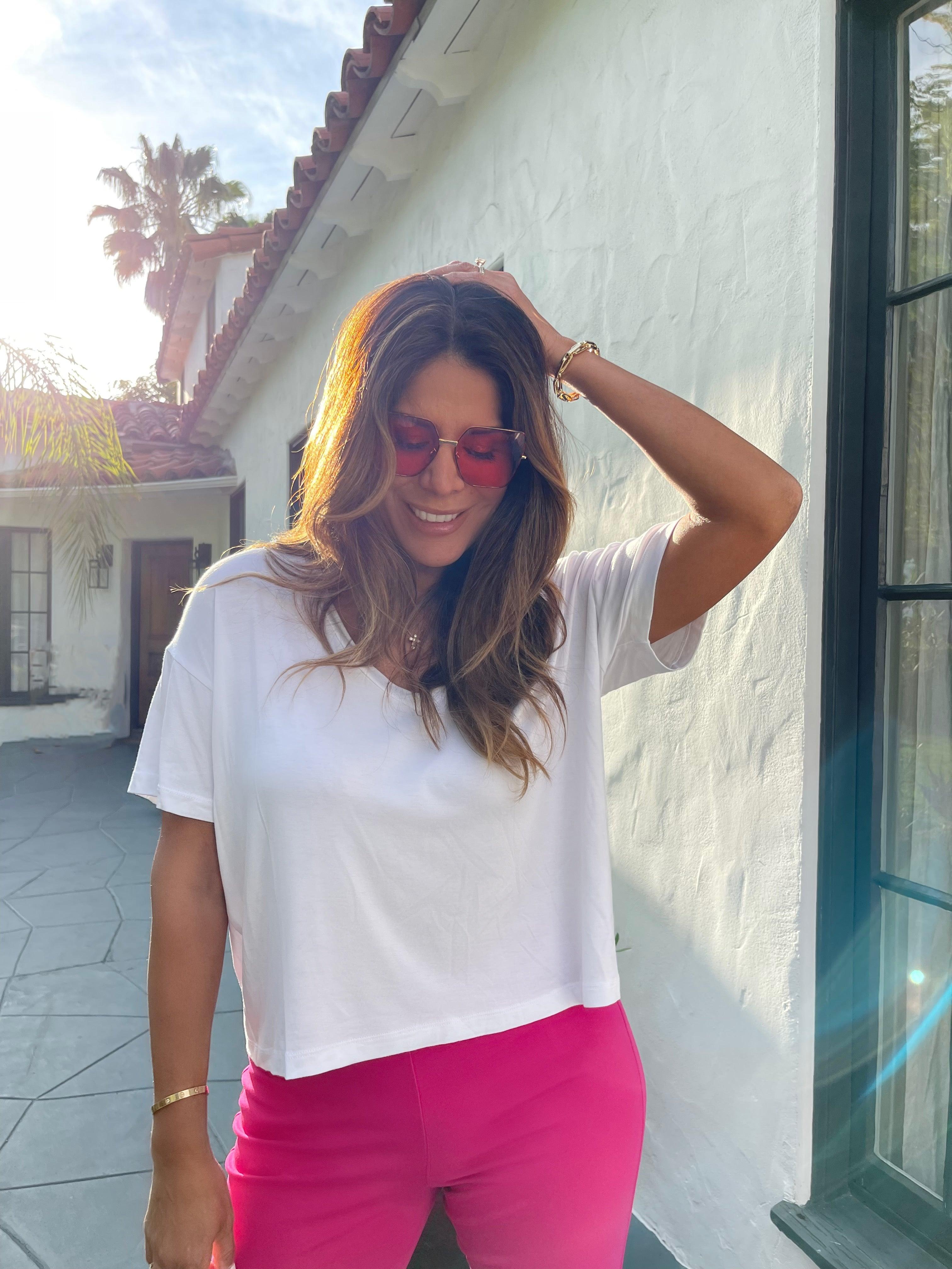 White Boxy Crop Tee