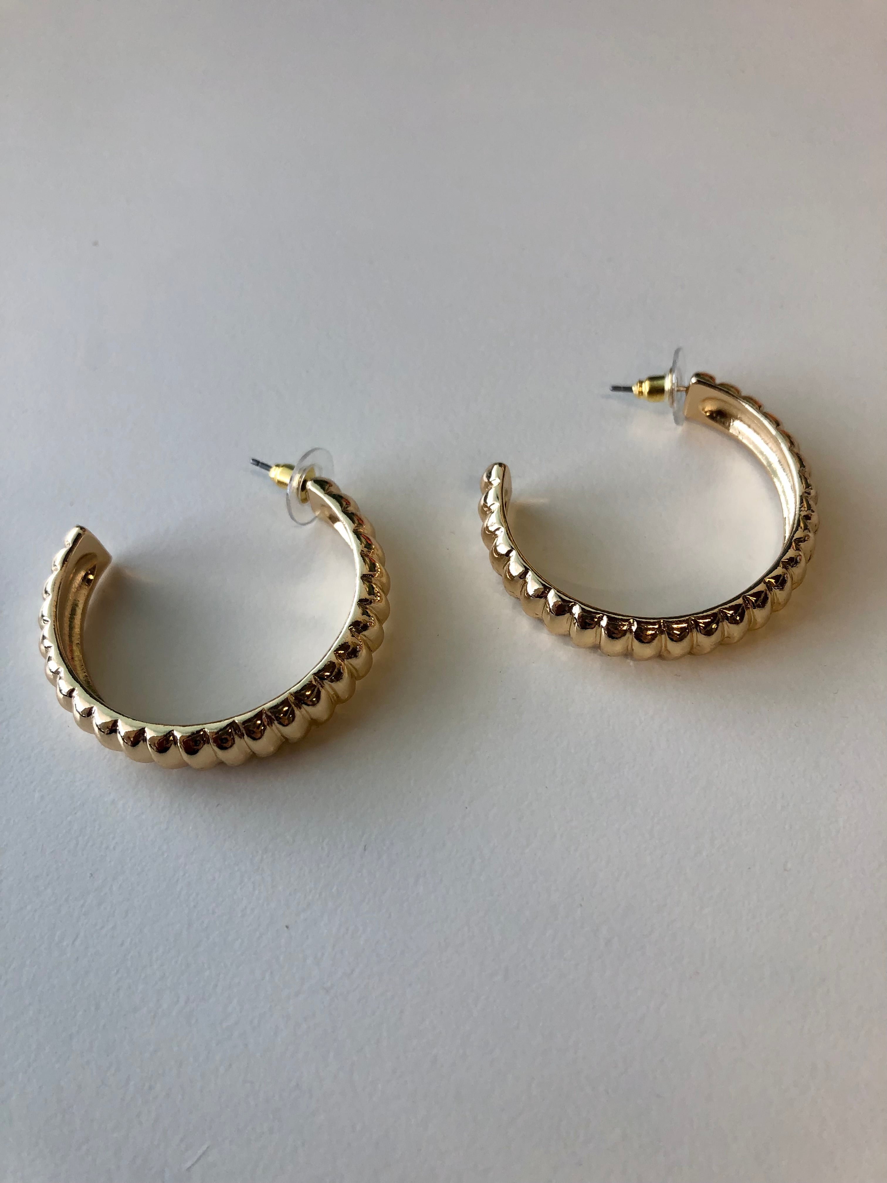 Textured Gold Chunky Hoop Earrings