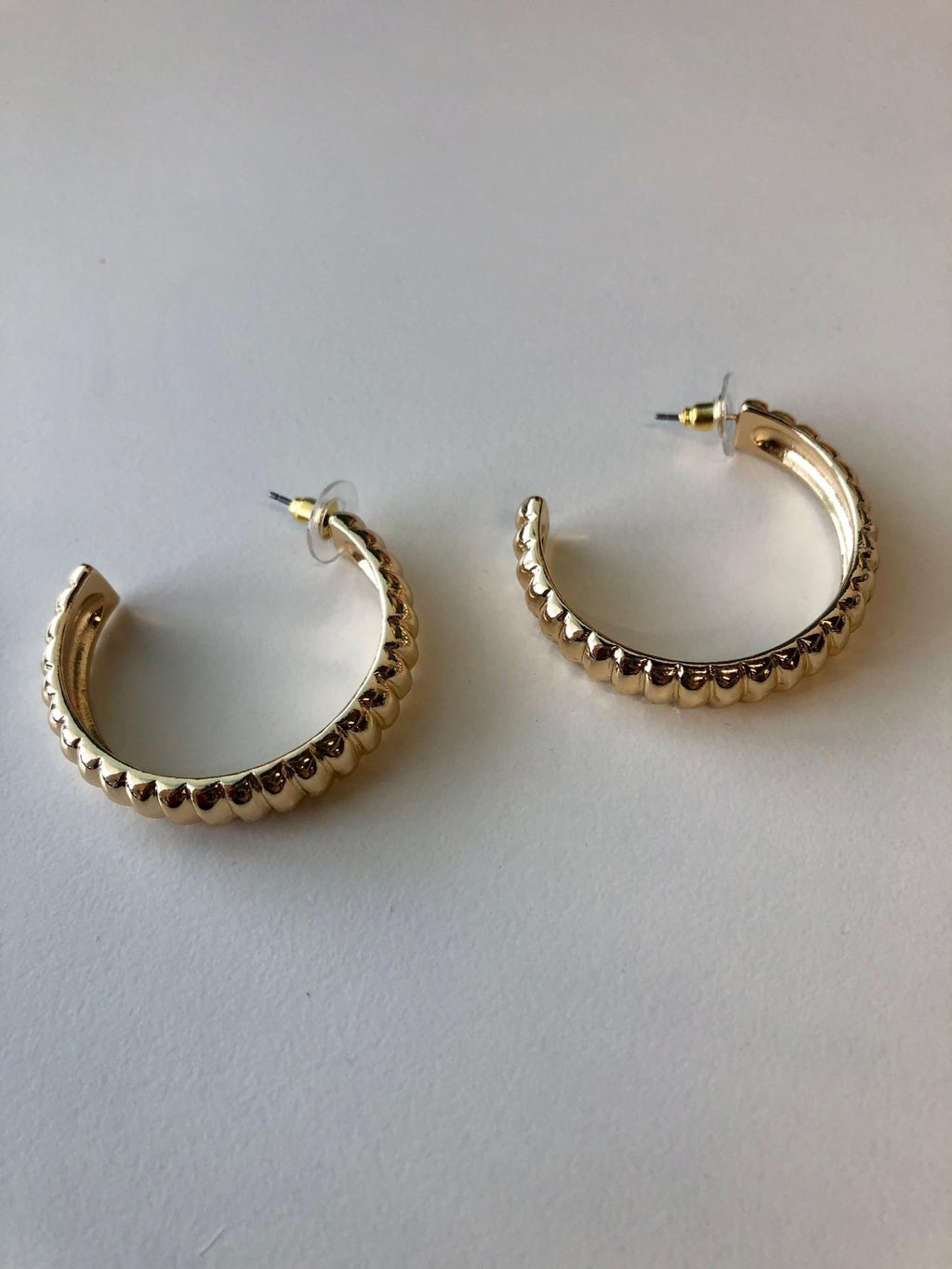 Textured Gold Chunky Hoop Earrings-FINAL SALE