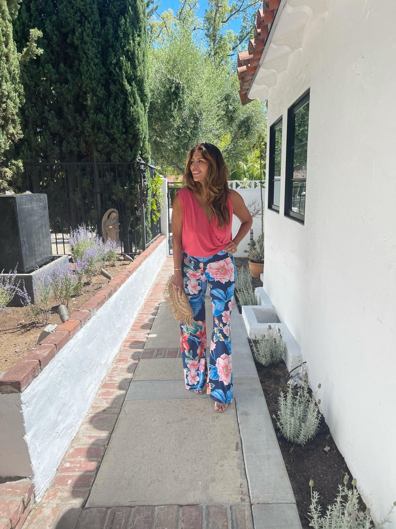 Coral Cupro Stretch Surplice Top- FINAL SALE