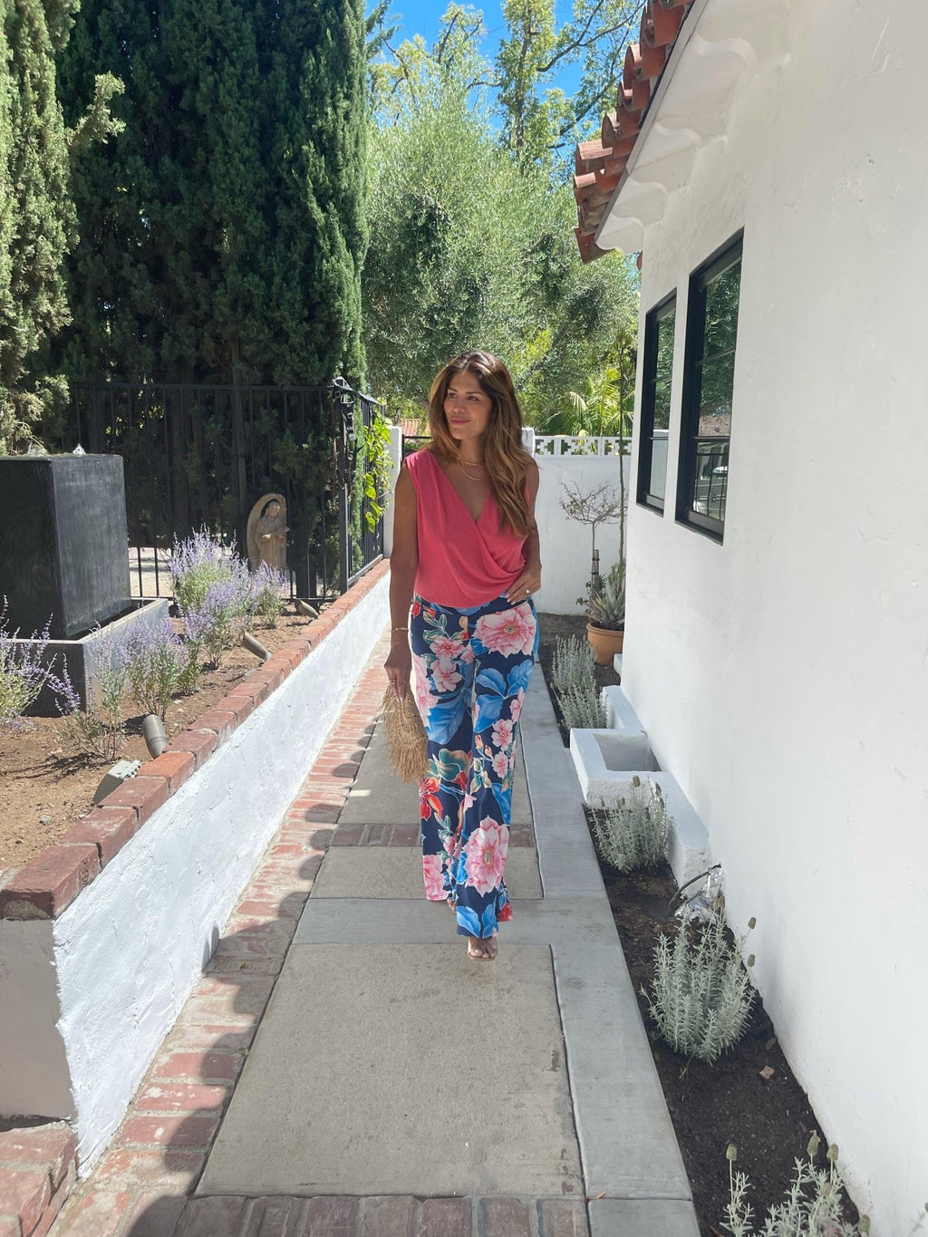 Coral Cupro Stretch Surplice Top- FINAL SALE