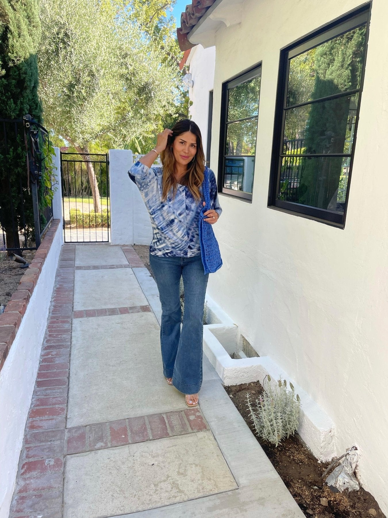 Indigo Tie Dye Scoop Neck Top-FINAL SALE