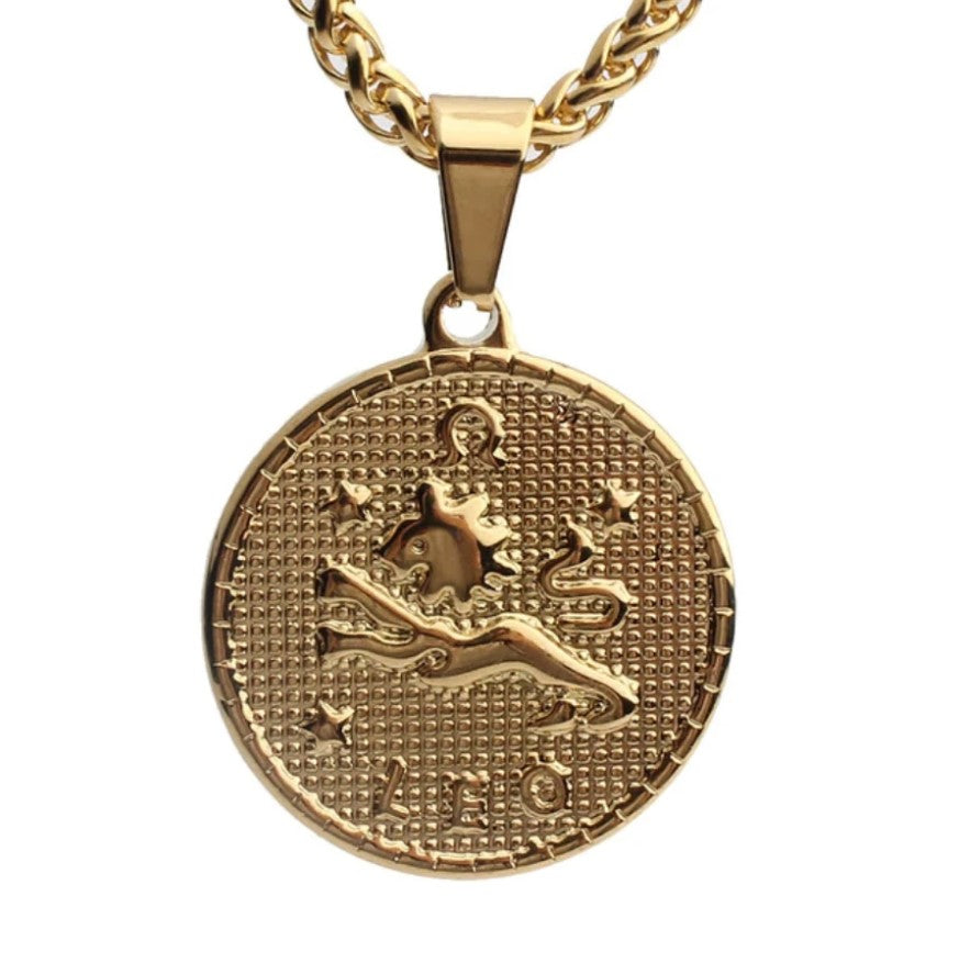 Zodiac Coin Necklace 18K Gold