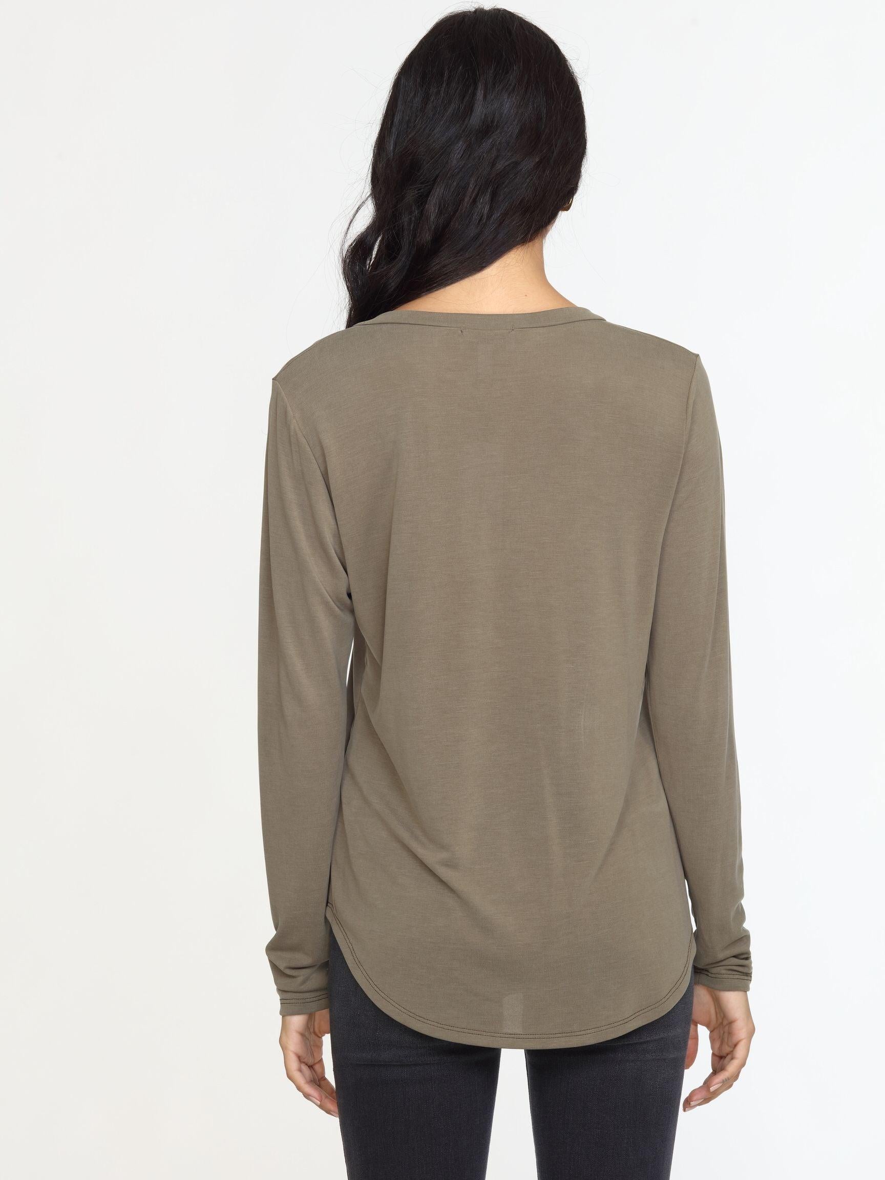 Olive Cupro Long Sleeve Tee-FINAL SALE