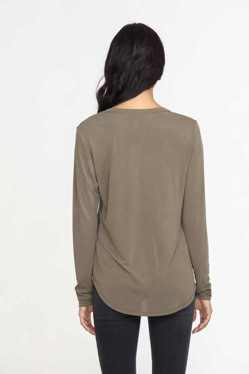 Olive Cupro Long Sleeve Tee-FINAL SALE