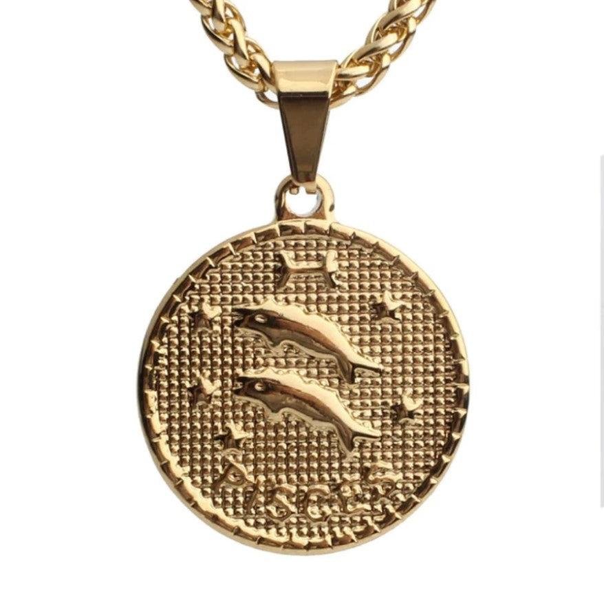 Zodiac Coin Necklace 18K Gold