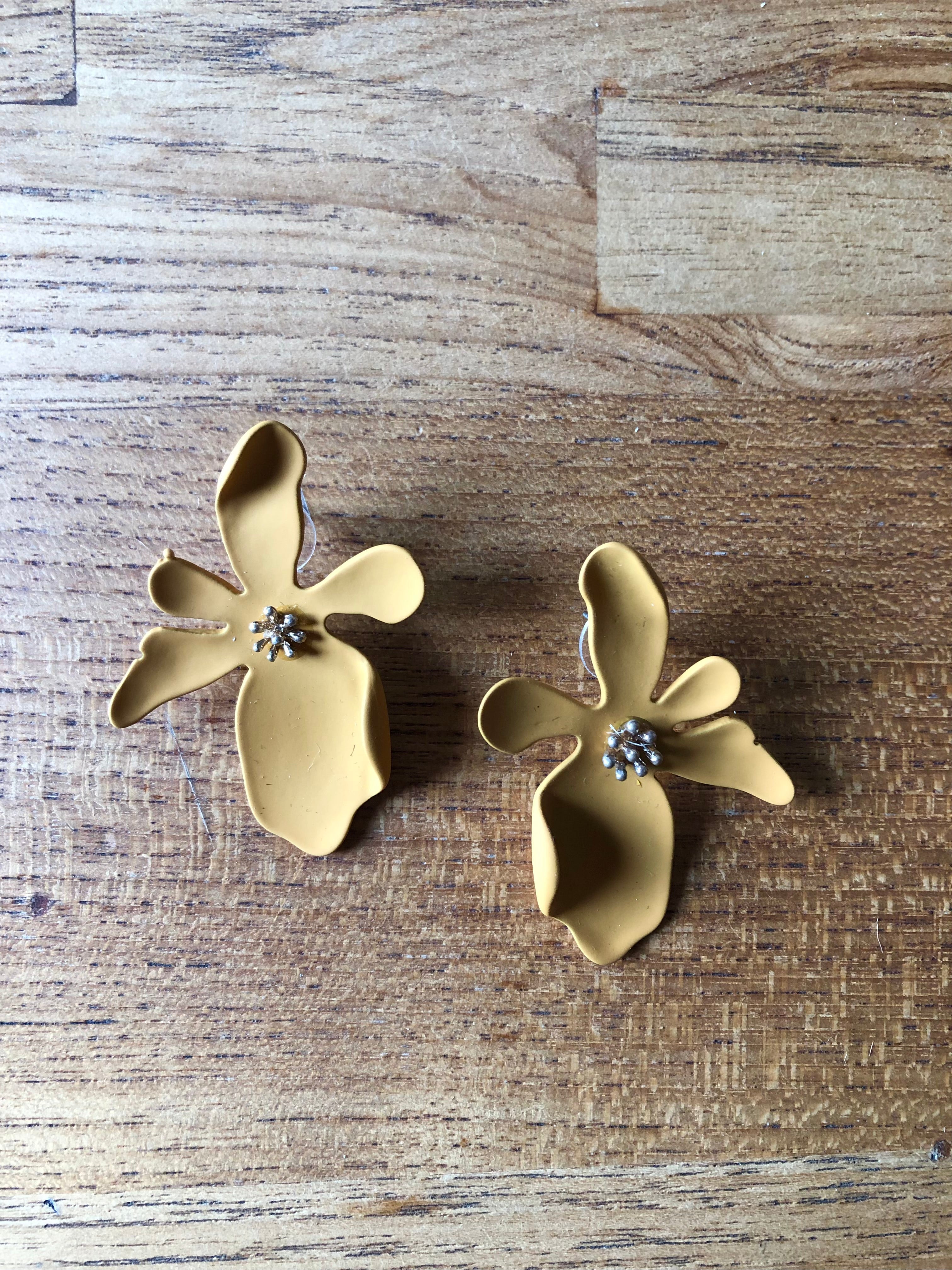 Mustard Yellow Statement Flower Earrings-FINAL SALE