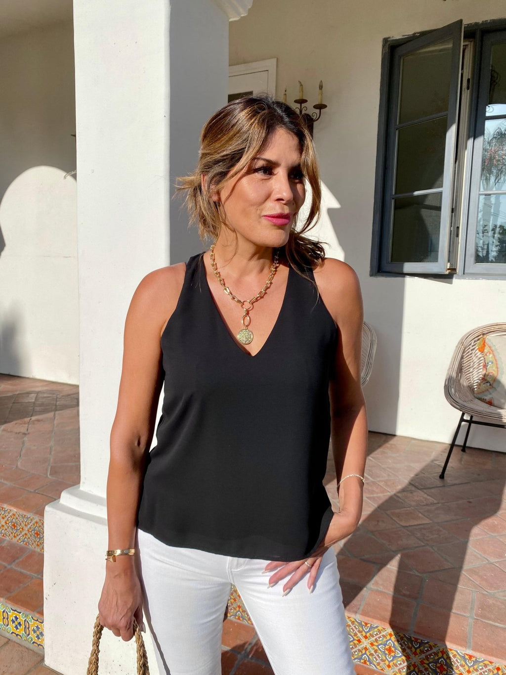 Black Sleeveless Dressy Tank-FINAL SALE