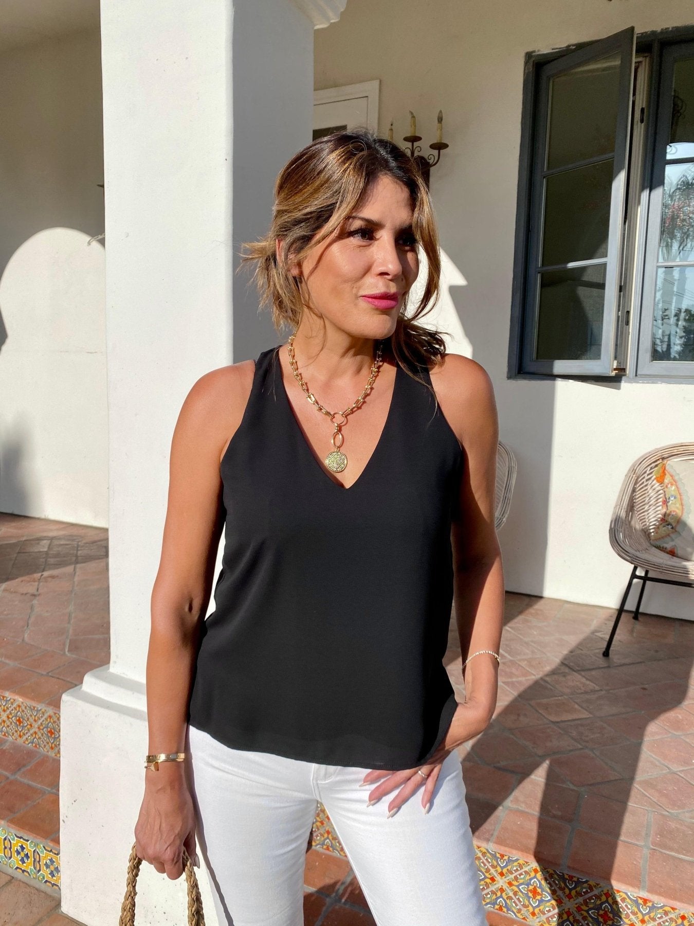 Black Sleeveless Dressy Tank-FINAL SALE