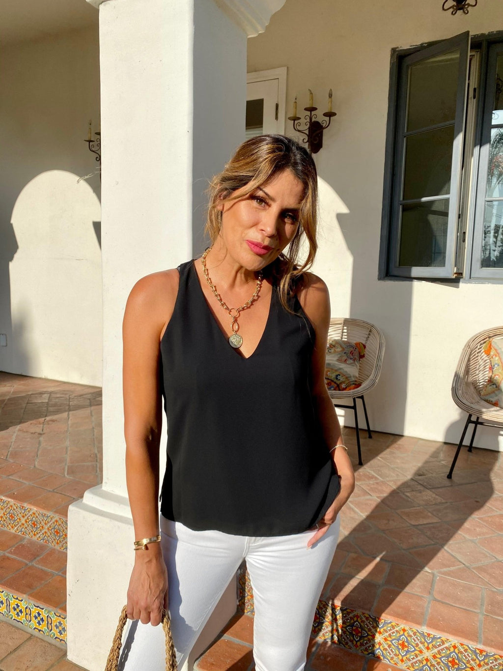 Black Sleeveless Dressy Tank-FINAL SALE