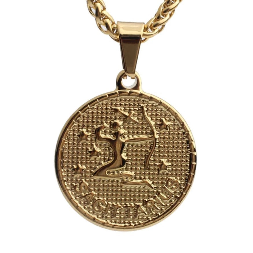 Zodiac Coin Necklace 18K Gold