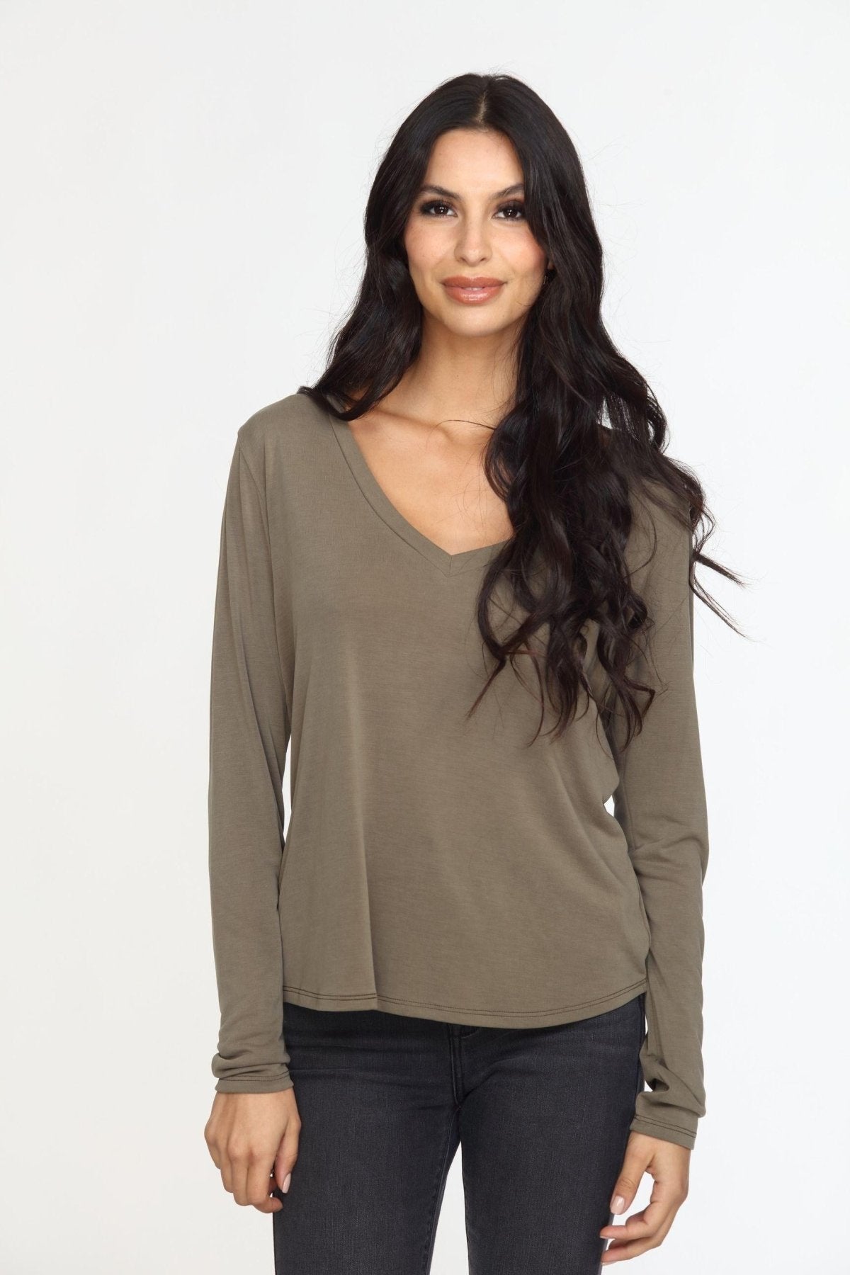 Olive Cupro Long Sleeve Tee-FINAL SALE