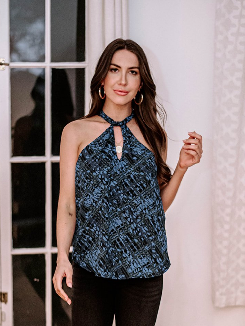 Rhythm Knotted Halter Blouse-FINAL SALE