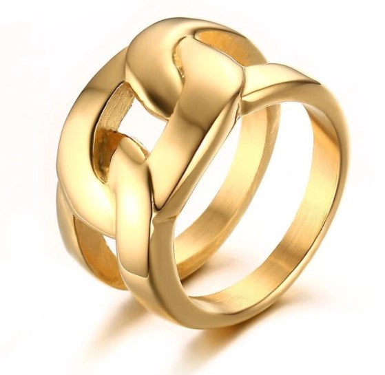 Sahira Mika Oversize Chain Ring - 18k Gold Plated