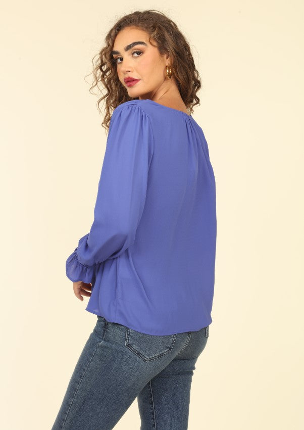 Periwinkle Button Down Blouse-FINAL SALE