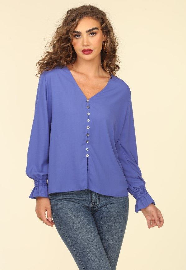 Periwinkle Button Down Blouse-FINAL SALE