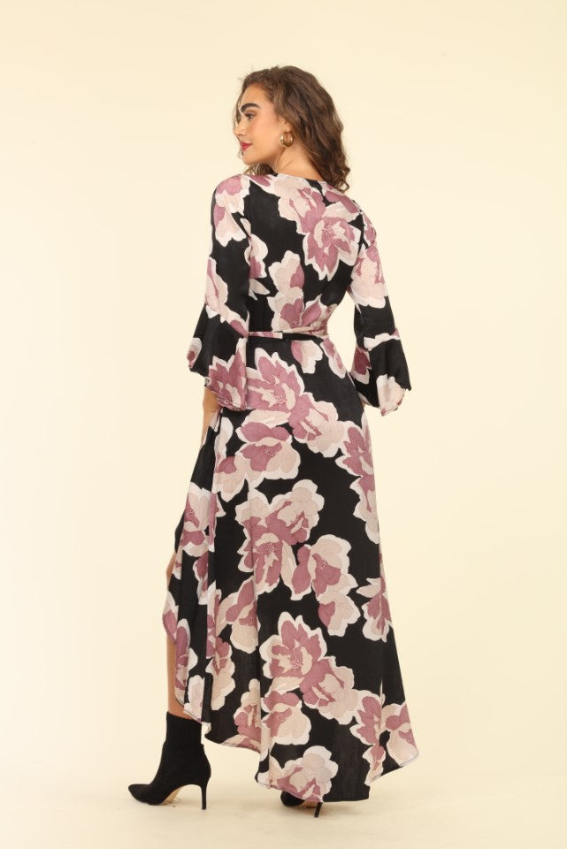 Romano Wrap Bell Slv Maxi Dress-FINAL SALE