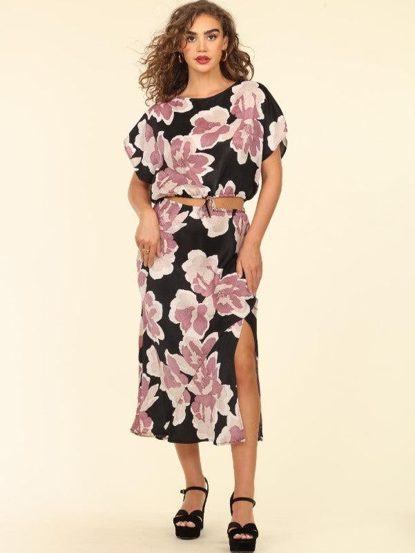Romano Satin Slit Skirt-FINAL SALE