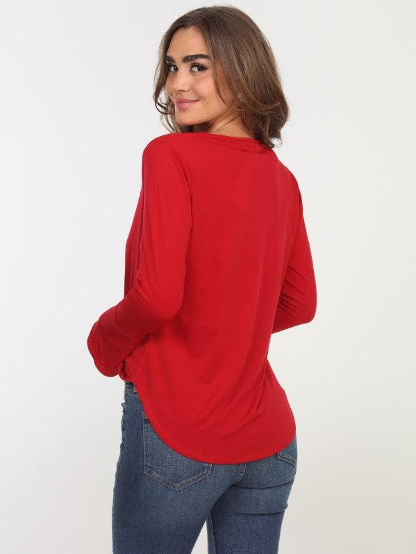Cranberry Surplice Bell Sleeve Top - BEST SELLER