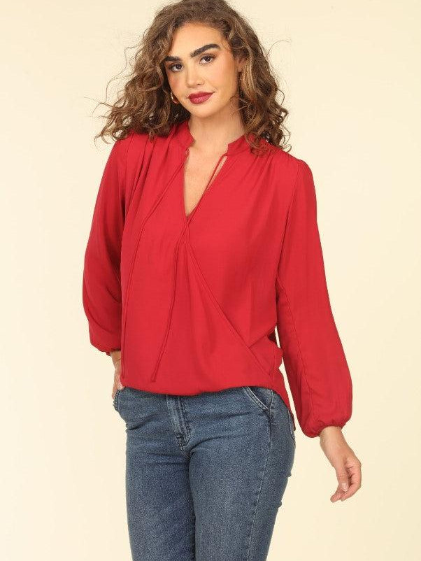 Red Surplice Blouse-BEST SELLER