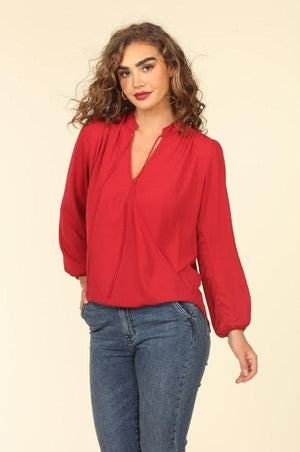 Red Surplice Blouse-BEST SELLER