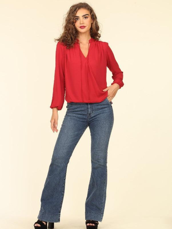 Red Surplice Blouse-BEST SELLER