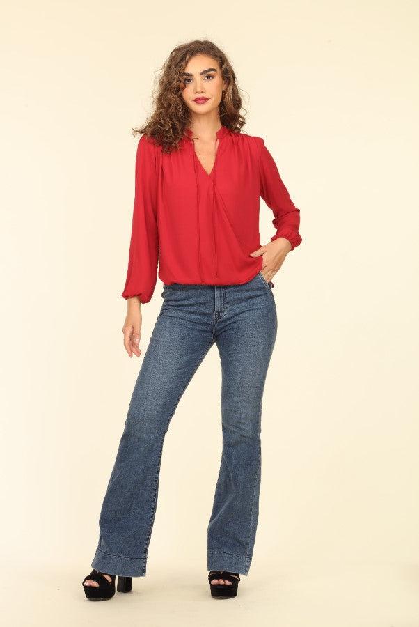 Red Surplice Blouse-BEST SELLER