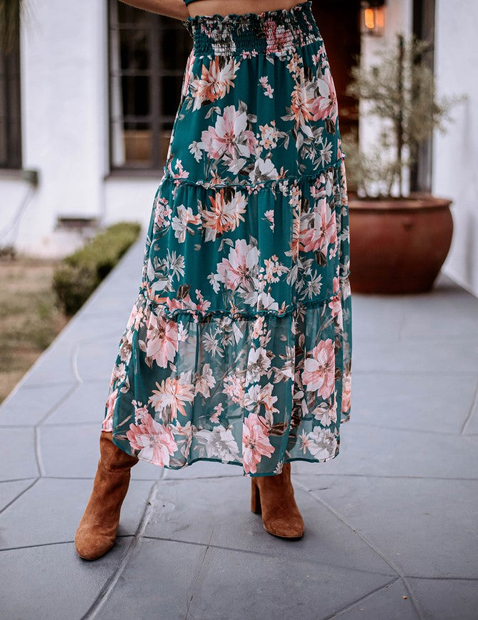 Mikaela Chiffon Ruffle Midi Skirt-FINAL SALE