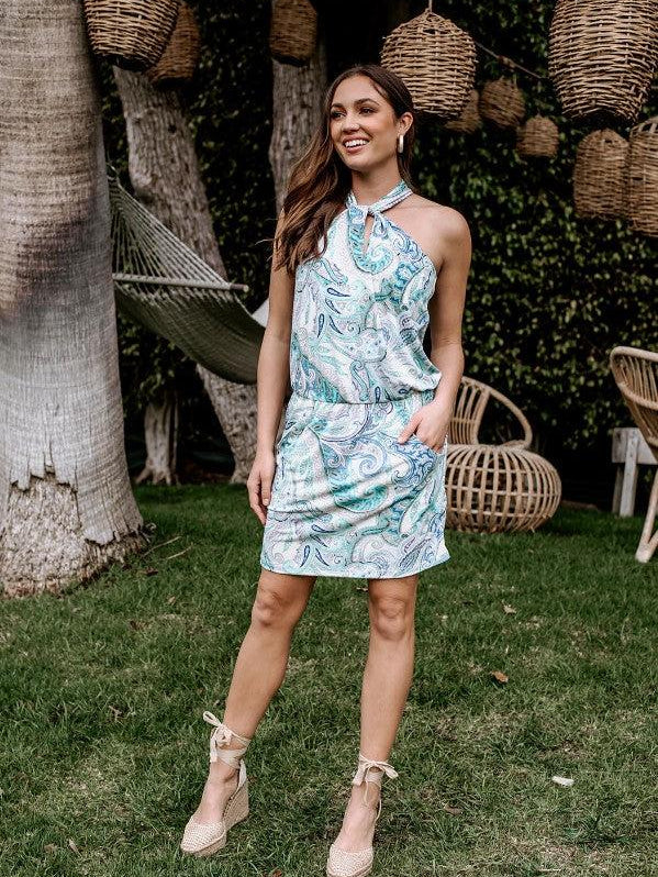 Pauleta Twist Neck Stretch Dress-FINAL SALE