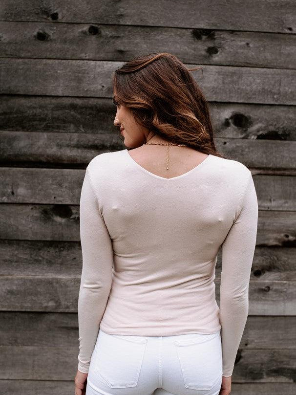 Sand Lined V-Neck Top-FINAL SALE