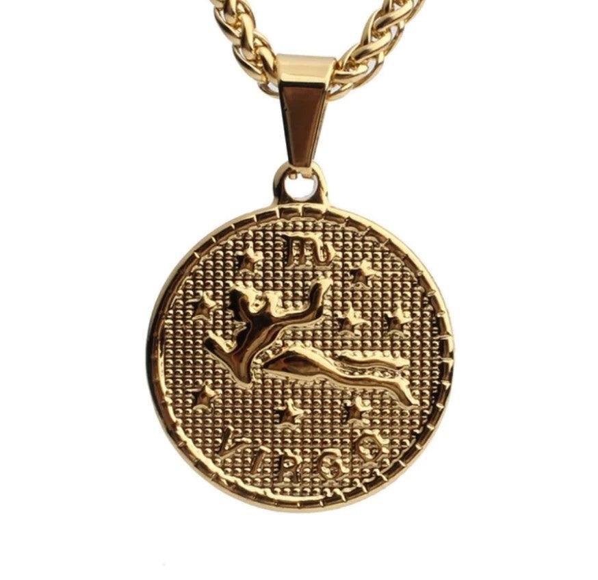 Zodiac Coin Necklace 18K Gold