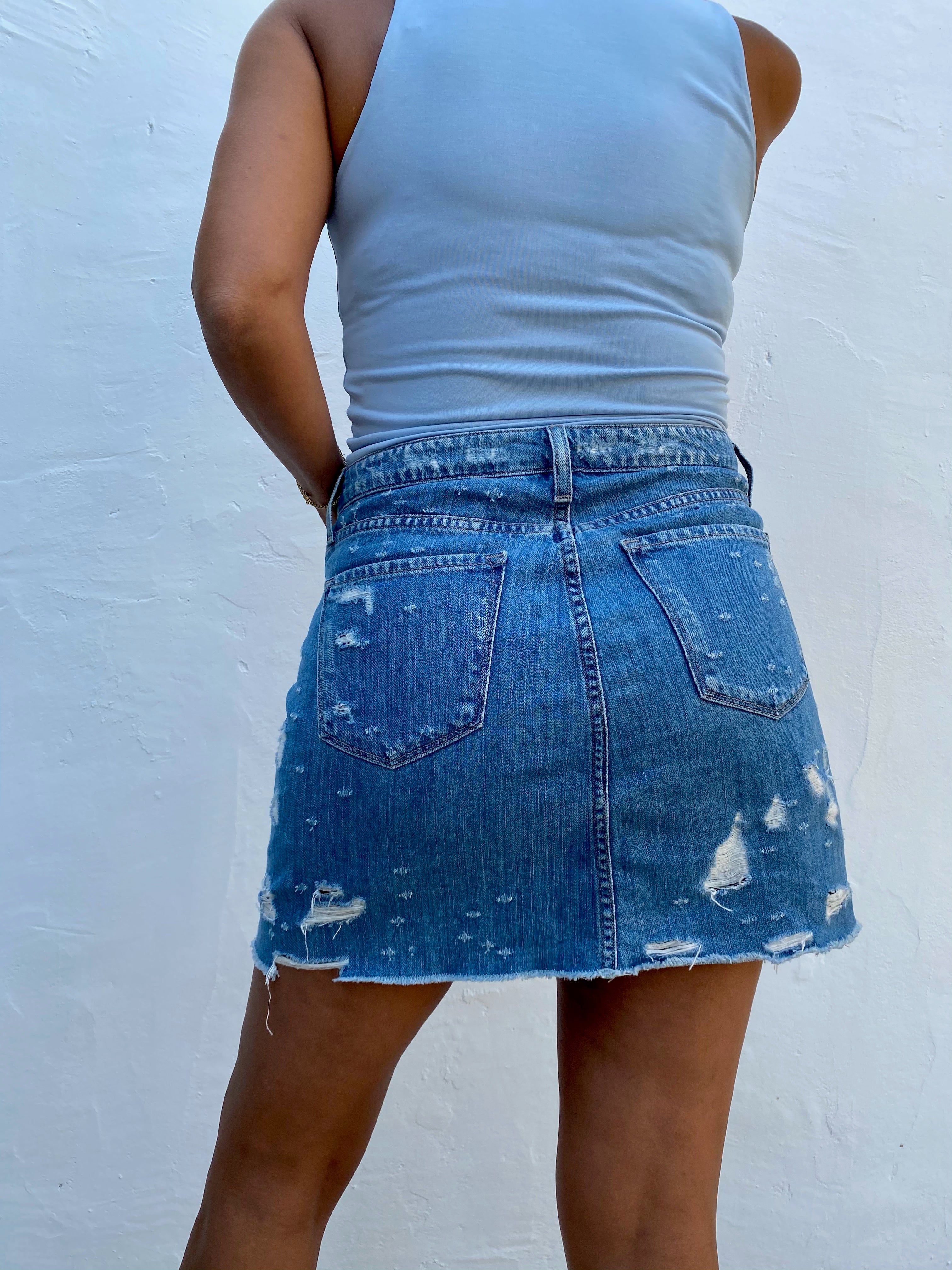 Distressed Denim Mini Skirt- FINAL SALE