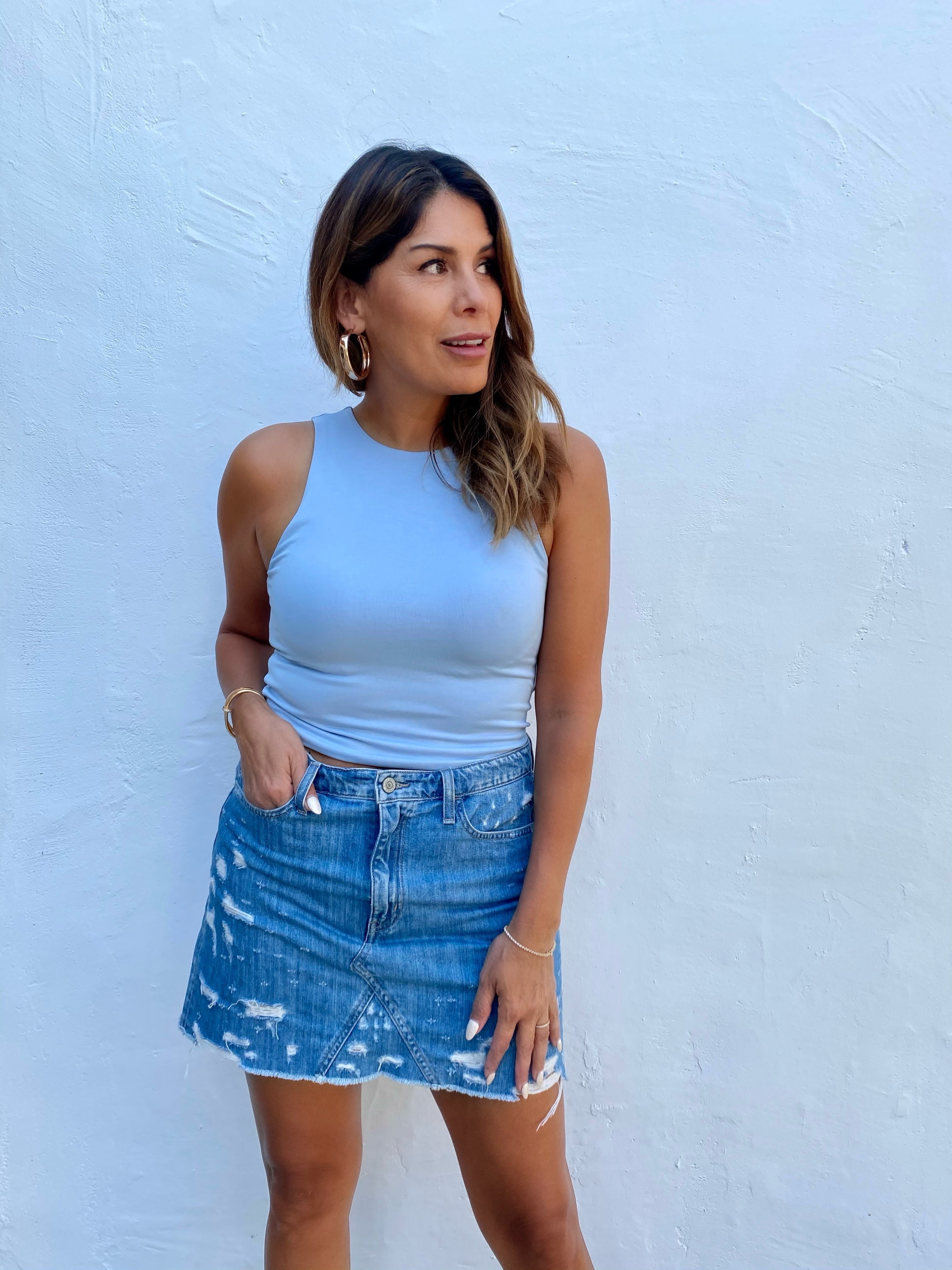 Distressed Denim Mini Skirt- FINAL SALE