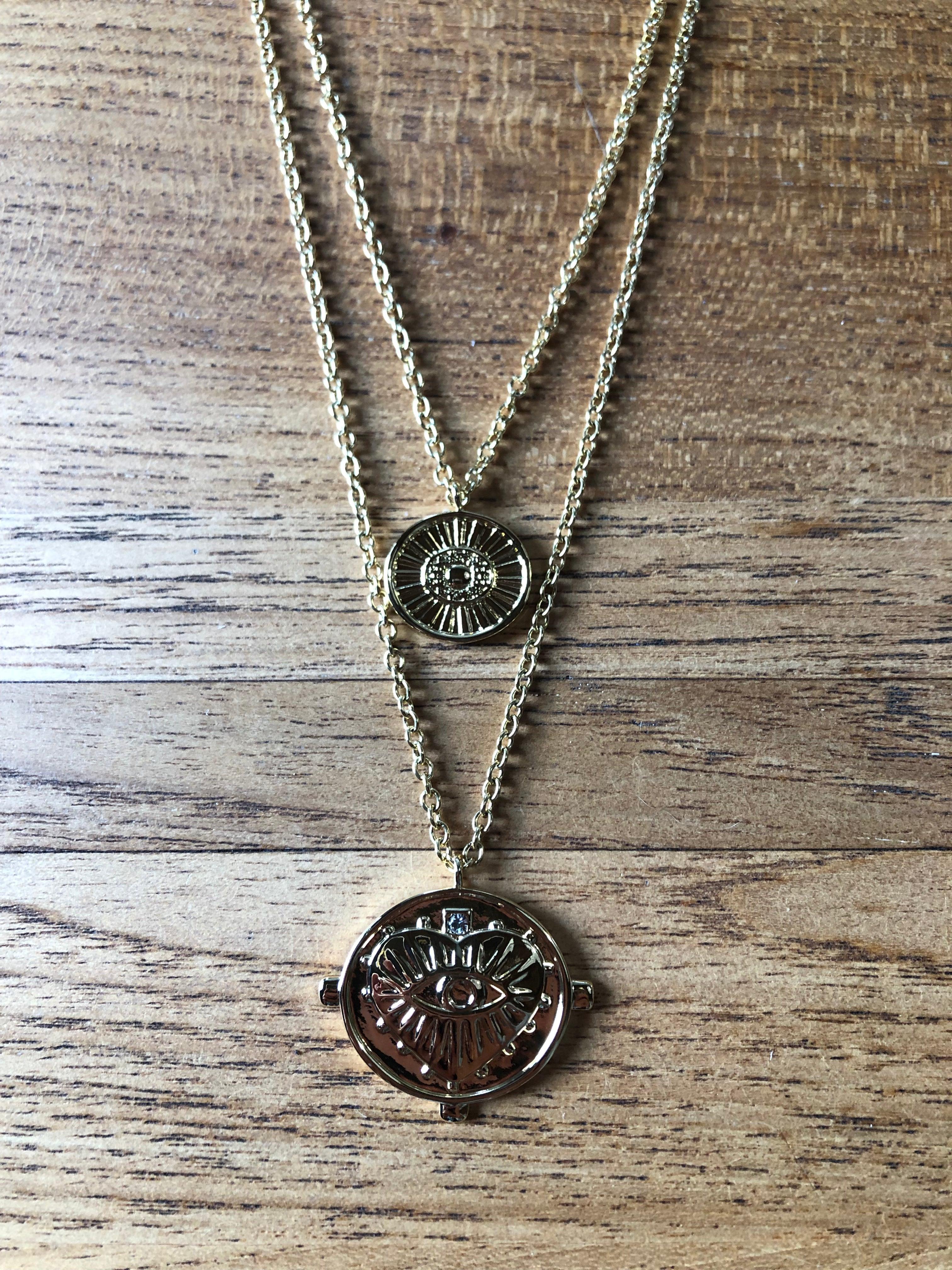 Gigi Double Coin Necklace - 18k Gold Plated