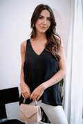 Navy V-Neck Tank Blouse