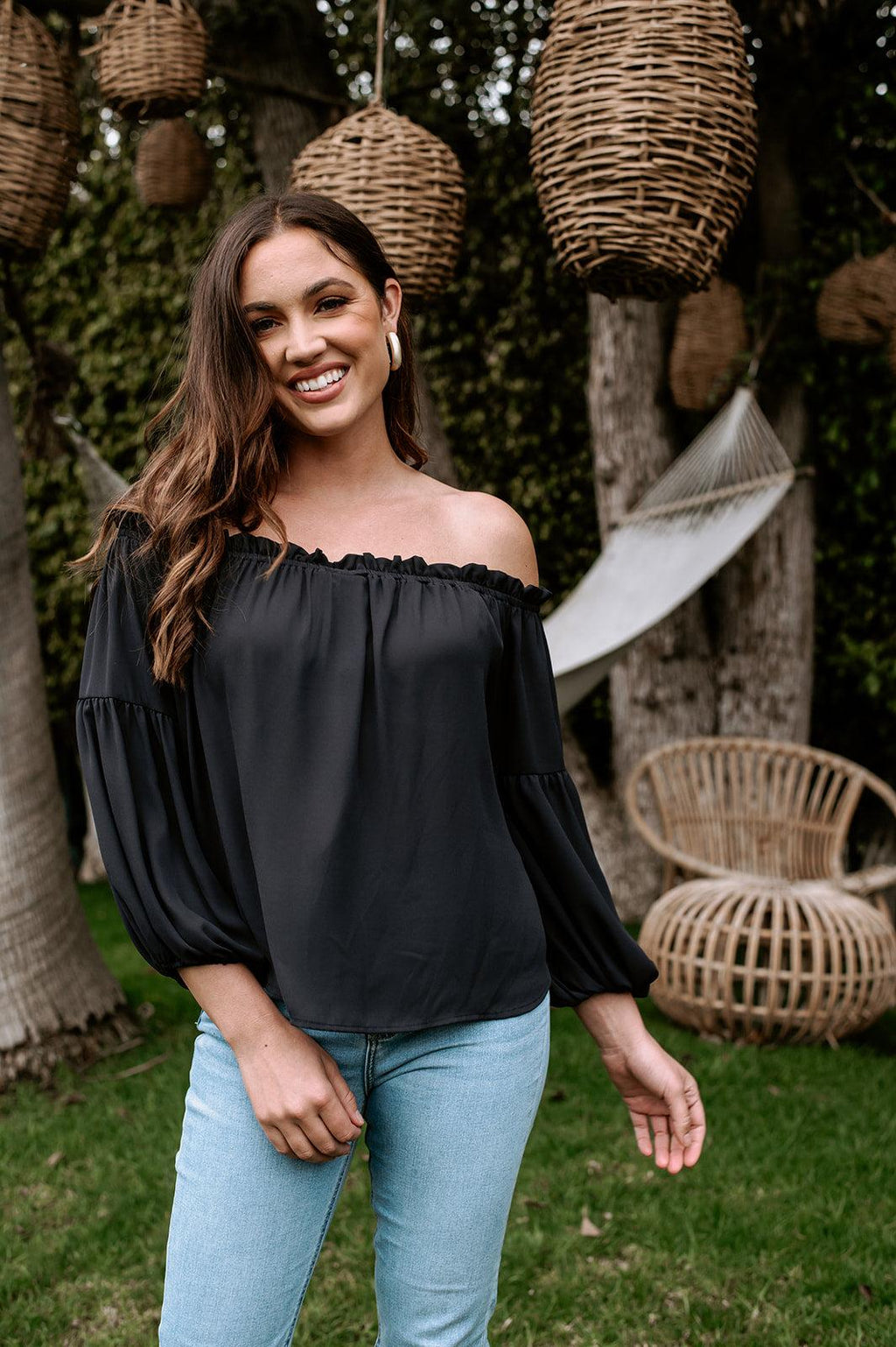 Navy OTS Puff Sleeve Blouse